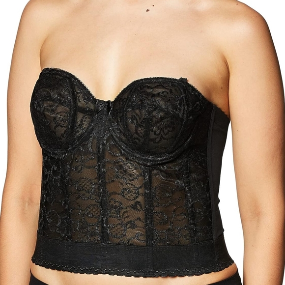 GODDESS Black Lace Underwire Structured Bustier Bra with Detachable Straps - 38C - Picture 2 of 14